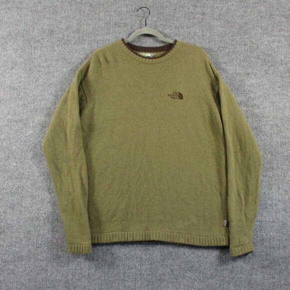 North Face Sweater Mens L Green A5 Series Lambs Wool Crew Pull Over Climb Hike - Picture 1 of 16